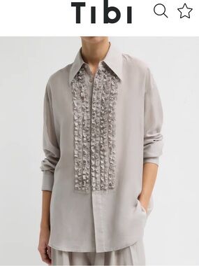 Tibi silk voile tuxedo easy shirt